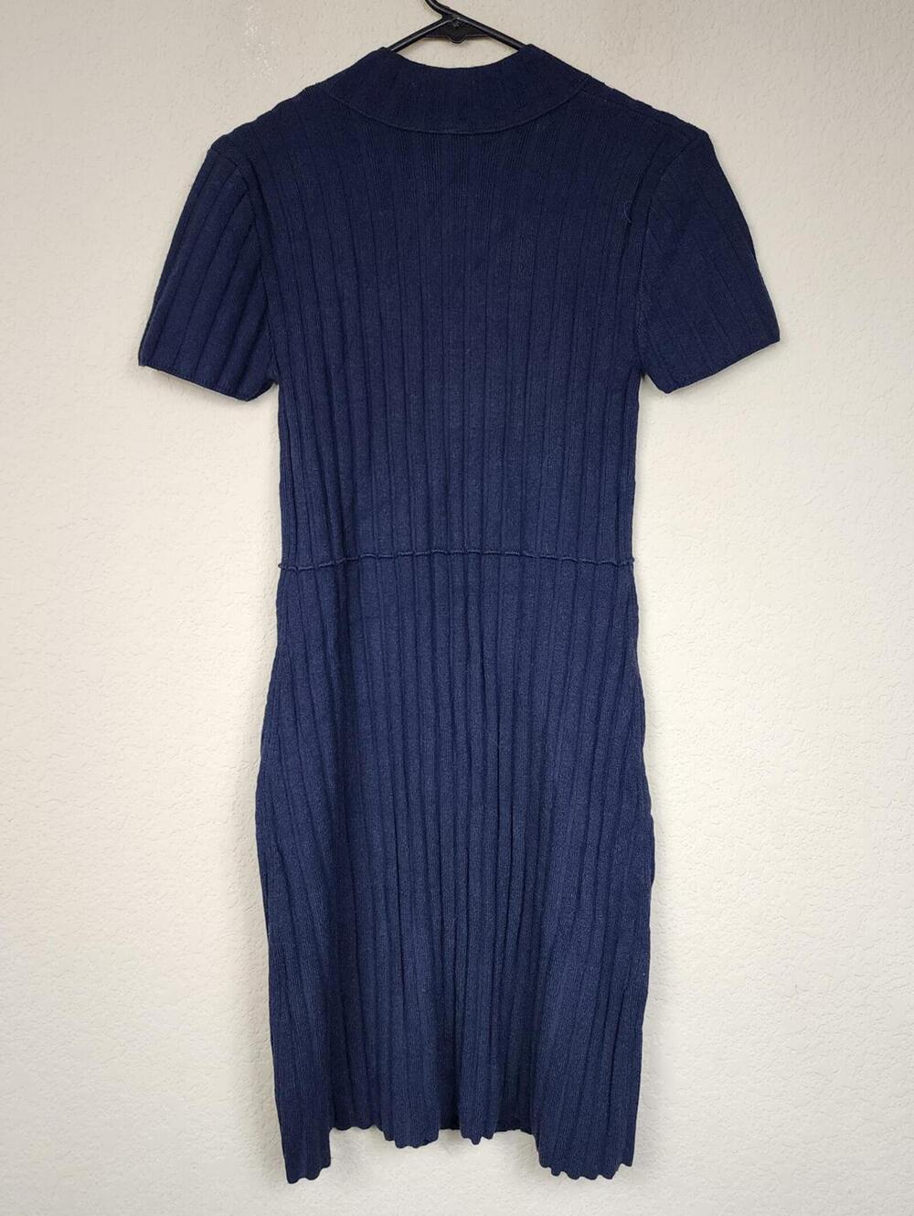 Free People Navy Ribbed Button Down Mini Dress Tunic - Picture 3 of 4
